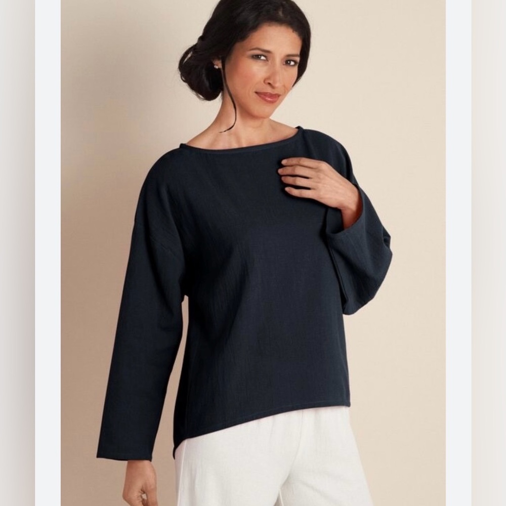 Soft Surroundings black oversized cotton blouse